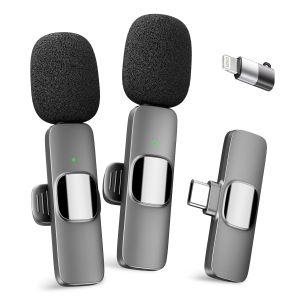YRF Mikrofon pro mobilní telefon iPhone Android, bezdrátový mikrofon Lavalier, Plug&Play mini mikrofon 2,4 GHz, USB-C a Lightning, klip mikrofon pro nahrávání videa, TikTok, Vloging, rozhovory a výuka